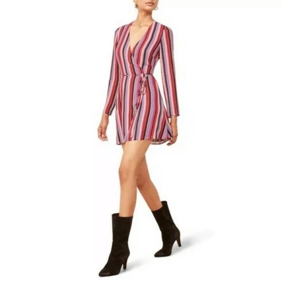 NWT Reformation Gjelina Luisa striped wrap dress - Picture 3 of 8